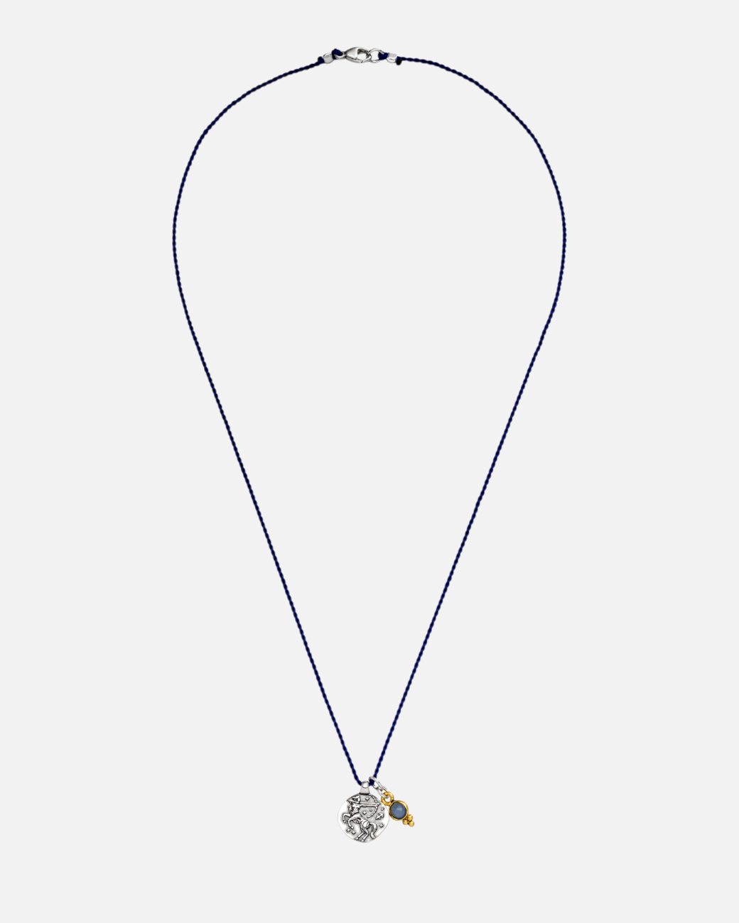 greenyogashop Sternzeichen Kette Schütze aus Sterlingsilber mit blauem Chalcedon an einer dunkelblauen Schnur
