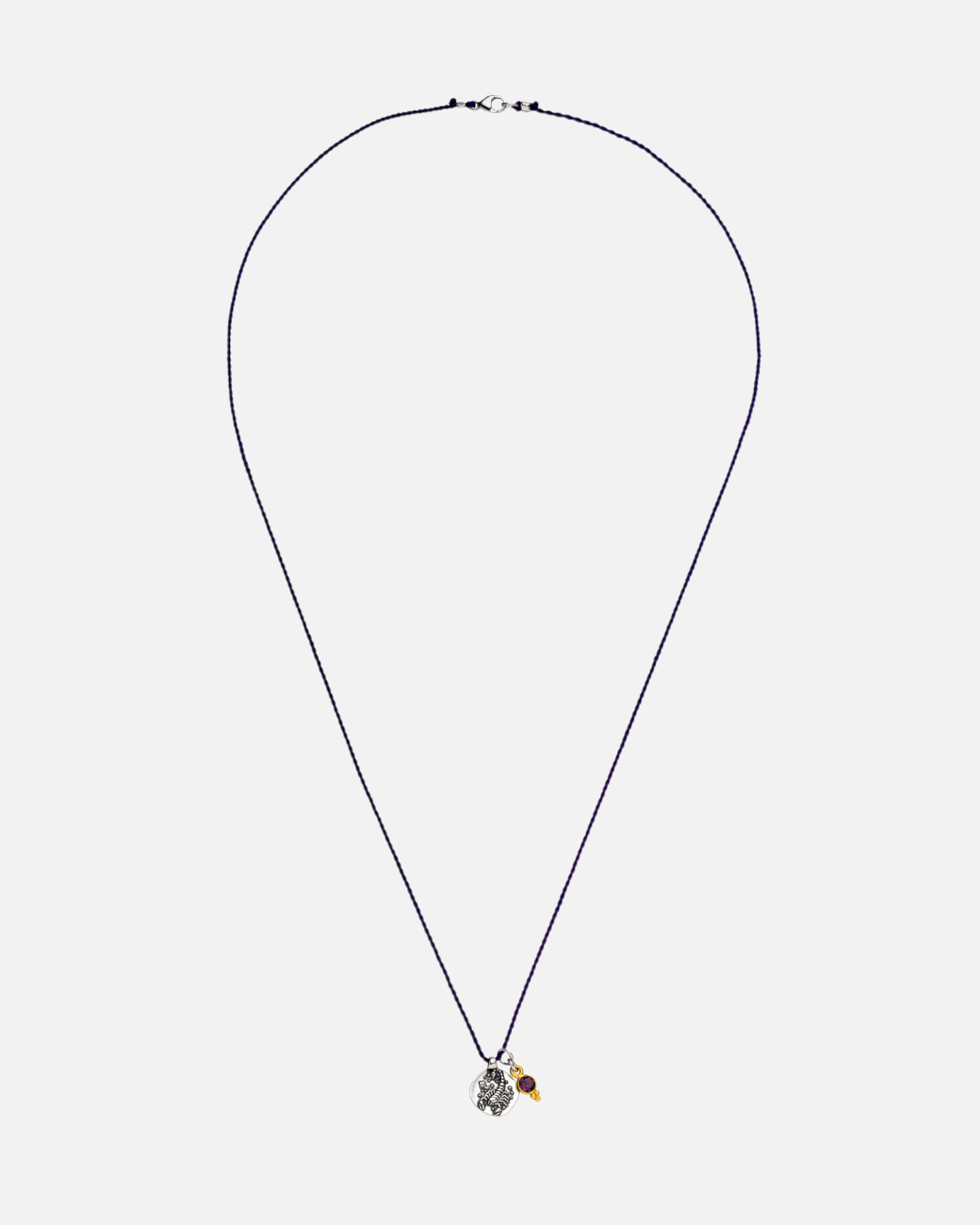 greenyogashop Sternzeichen Kette Skorpion aus Sterlingsilber mit Amethyst an einer dunklen, reißfesten Schnur