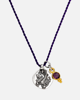 greenyogashop Sternzeichen Kette Skorpion aus Sterlingsilber mit Amethyst an violetter Schnur, handgefertigt