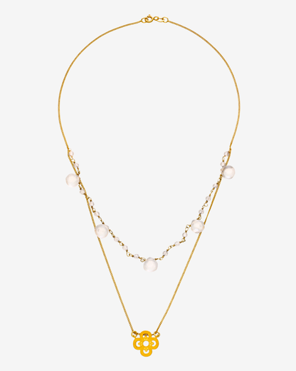 Glücksbringer Layering-Choker, Kleeblatt &amp; Bergkristall