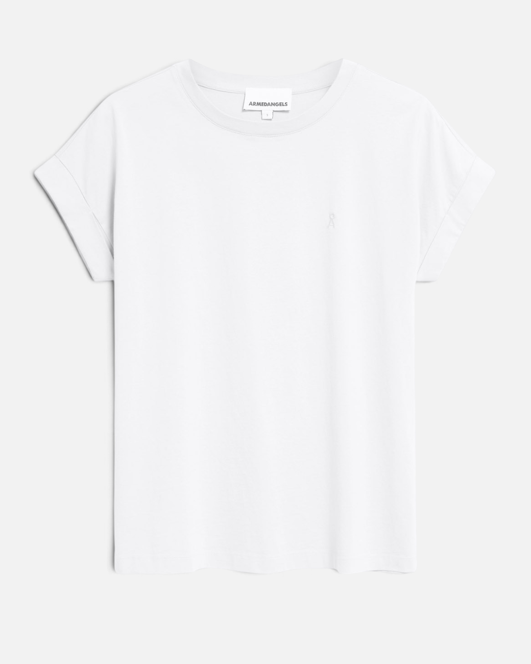 Weißes greenyogashop T-Shirt IDAARA aus Bio-Baumwolle im Loose Fit mit dezenter Logo-Stickerei