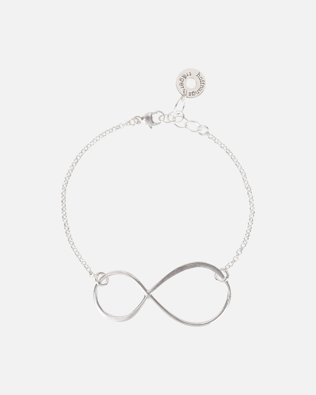 greenyogashop Armband Unendlichkeit aus Sterlingsilber mit zarter Kette und rundem Logo-Anhänger