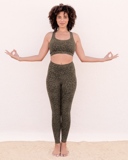 Leggings Leona - Olive Leopard