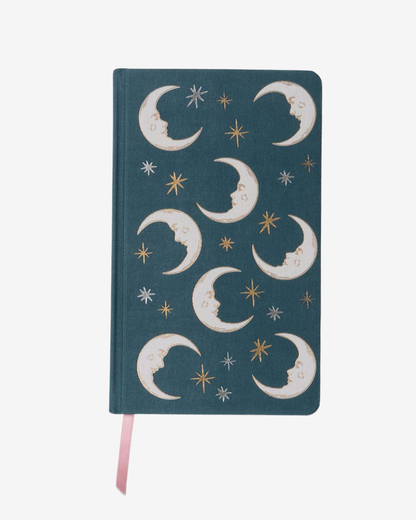Celestial Bookcloth Journal - Teal Moon