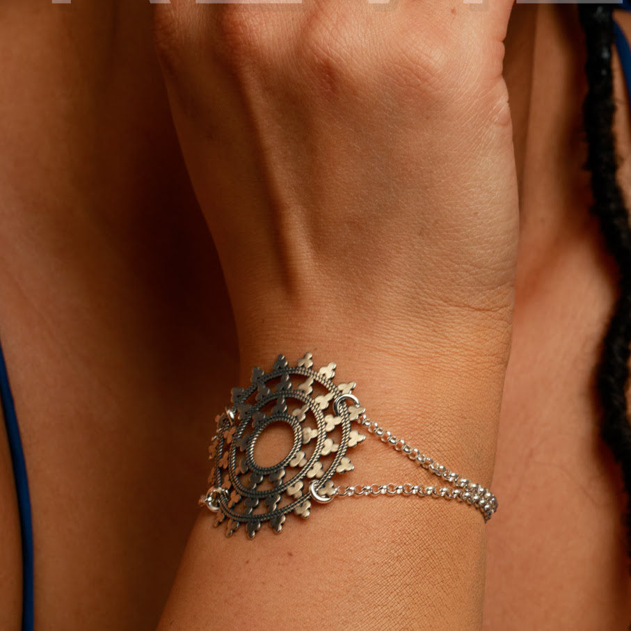 Karma Armband &quot;Wheel of Karma&quot; Silber