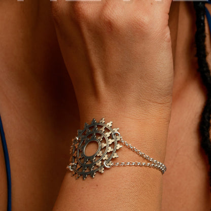 Karma Armband &quot;Wheel of Karma&quot; Silber