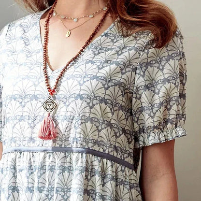 Glücksbringer Layering-Choker, Buddha &amp; Amazonit - Gold