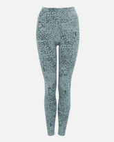 greenyogashop Leggings Susan mit High-Rise Bund und grau-blauem Animal-Print aus Bio-Baumwolle