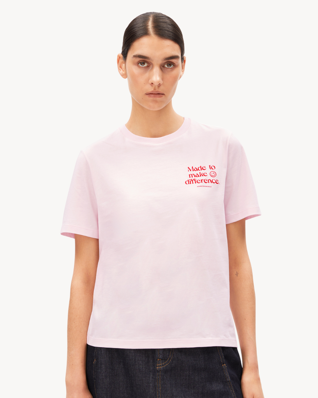 LUALAA EMBRO T-SHIRT - pink mist
