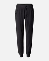 Schwarze greenyogashop Herren-Jogginghose aus Bambusviskose mit elastischem Bund, Tunnelzug und Bündchen am Bein.