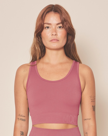 Soft Rib Seamless Crop Top - Blush