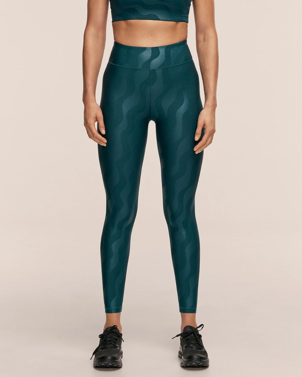 Heat Printed High Waist Tights Ocean Geo