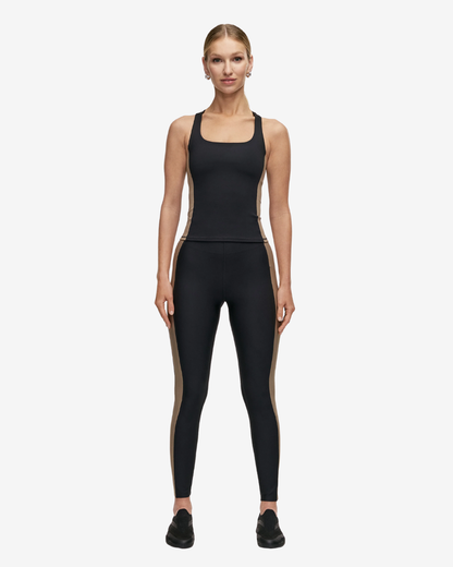 Shaped Block High Waist Leggings - Black
