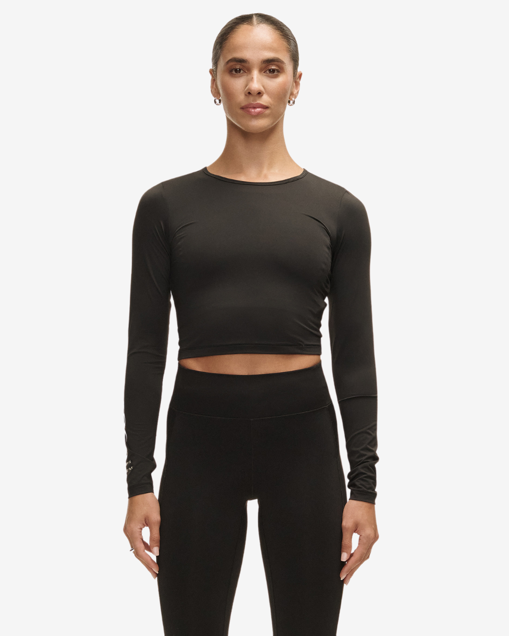 Langarmshirt Graphic Crop - Black