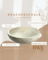greenyogashop PAVA PHIALE Räucherschale aus massivem beigem Travertin Naturstein mit individueller Maserung