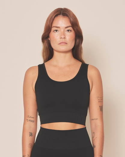 Soft Rib Seamless Crop Top - Black Iris