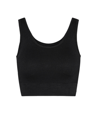 Soft Rib Seamless Crop Top - Black Iris