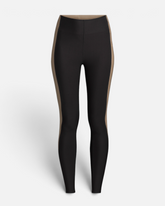 greenyogashop Shaped Block High Waist Leggings in Schwarz mit kontrastfarbenen Seiteneinsätzen für Gym-Workouts