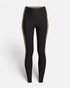 greenyogashop Shaped Block High Waist Leggings in Schwarz mit kontrastfarbenen Seiteneinsätzen für Gym-Workouts