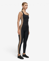 greenyogashop Shaped Block High Waist Leggings in Schwarz mit beigen Seiteneinsätzen für optimalen Halt beim Training