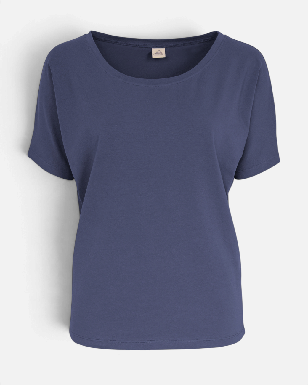 greenyogashop Damen T-Shirt Maria in Nachtblau aus elastischer Bio-Baumwolle mit Rundhalsausschnitt