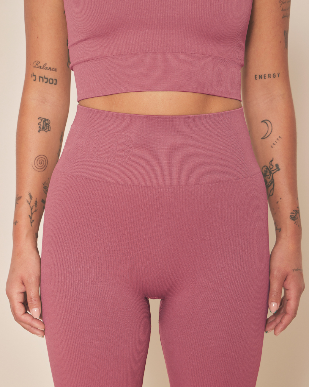 Soft Rib Seamless Leggings - Blush