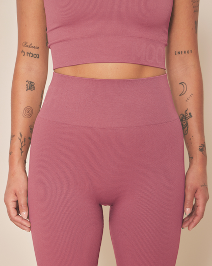 Soft Rib Seamless Leggings - Blush