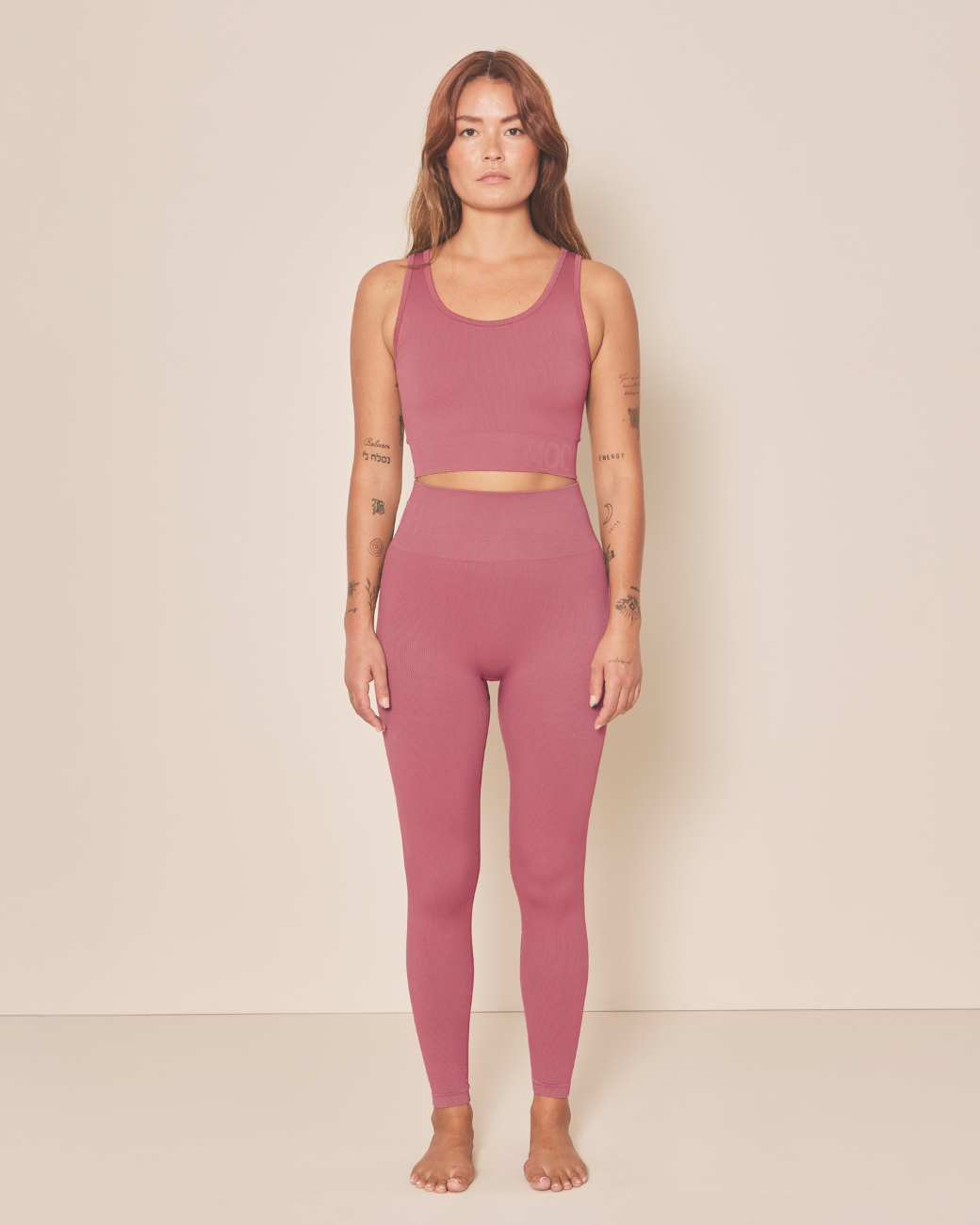 Soft Rib Seamless Leggings - Blush
