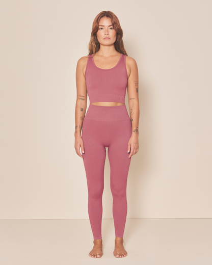 Soft Rib Seamless Crop Top - Blush