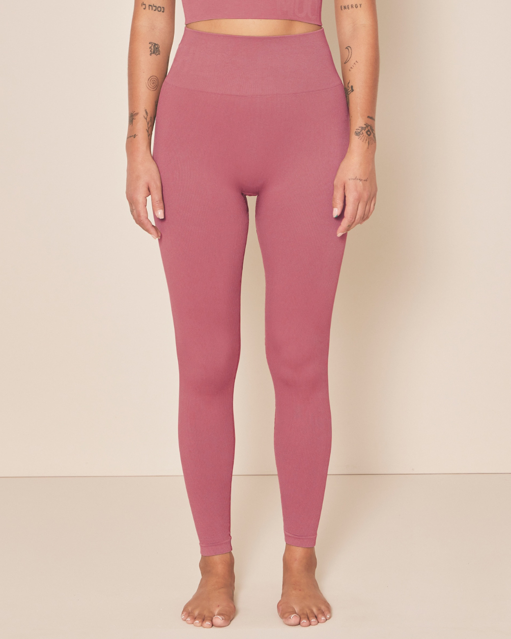 Soft Rib Seamless Leggings - Blush