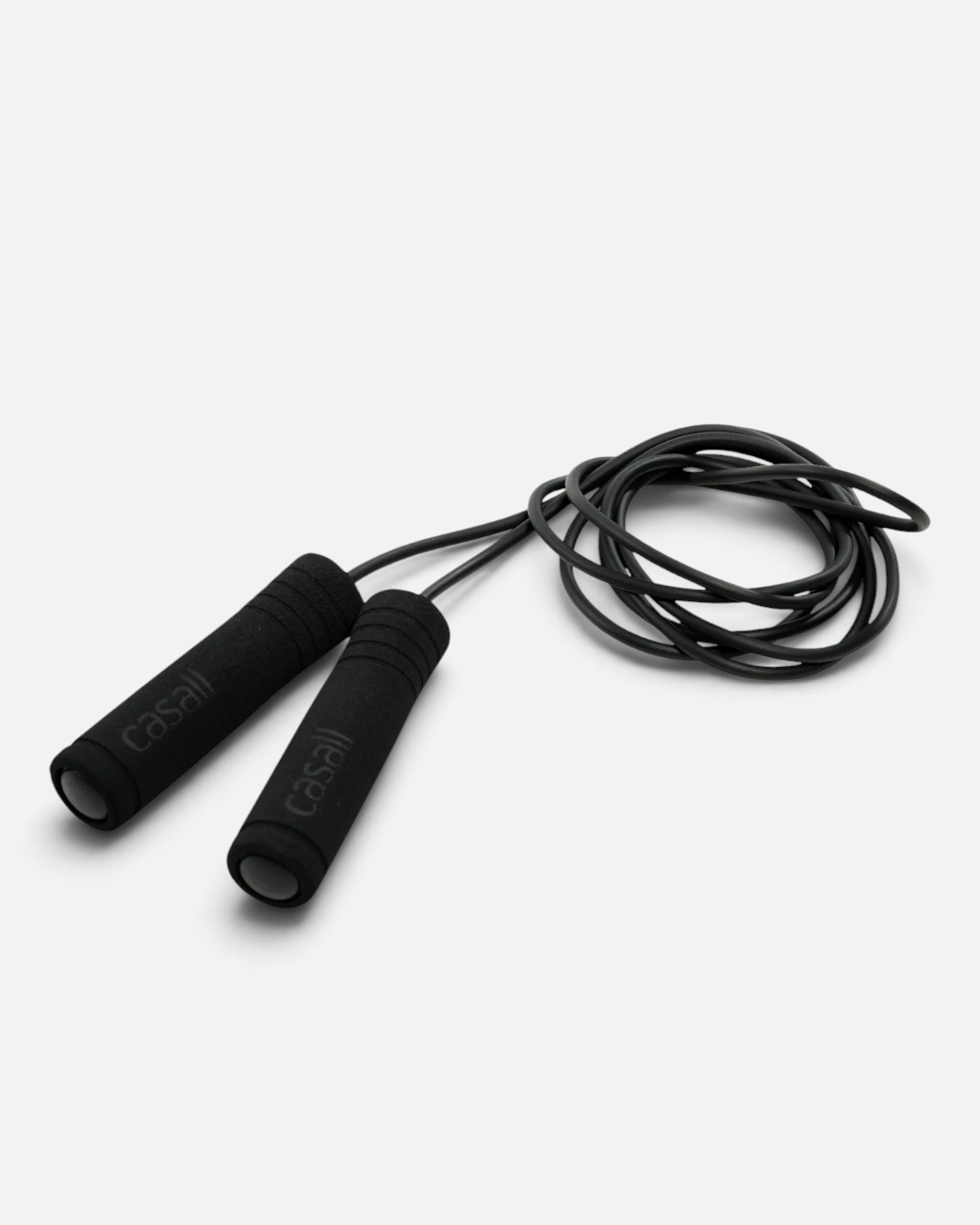 Schwarzes greenyogashop Springseil mit verstellbarer Länge und komfortablen Schaumstoffgriffen für das Fitness-Training