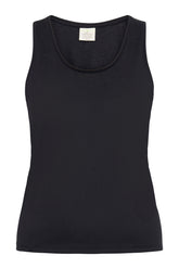 Earth-friendly yoga top in Cavair Black - circular, biodegradable, GOTS certified organic cotton, and. stylish