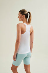 Ulta-soft sustainable racer back top in Diamond White - biodegradable & circular fashion