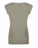 greenyogashop Asana Tee in Smokey Quartz aus weichem Bambus-Mix mit langem Bund und lockerer Passform