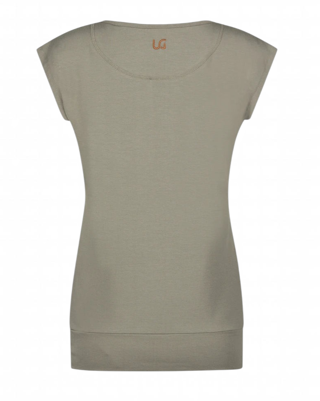 greenyogashop Asana Tee in Smokey Quartz aus weichem Bambus-Mix mit langem Bund und lockerer Passform