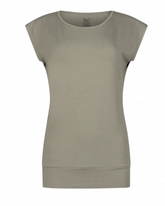 greenyogashop Asana Tee in Smokey Quartz aus weichem Bambus-Mix mit langem Bund und lockerer Passform