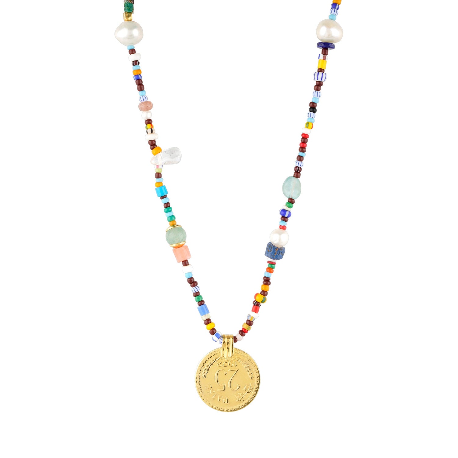 Bunte Choker-Kette Afrika Münze Gold – Layering Look – Hoffnungsträger