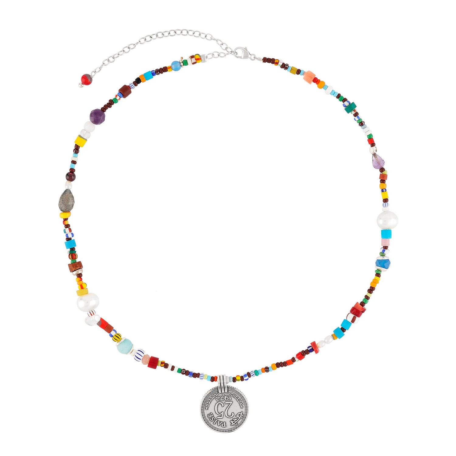 Bunte Choker-Kette Afrika Münze Silber – Halskette von Hoffnungsträger
