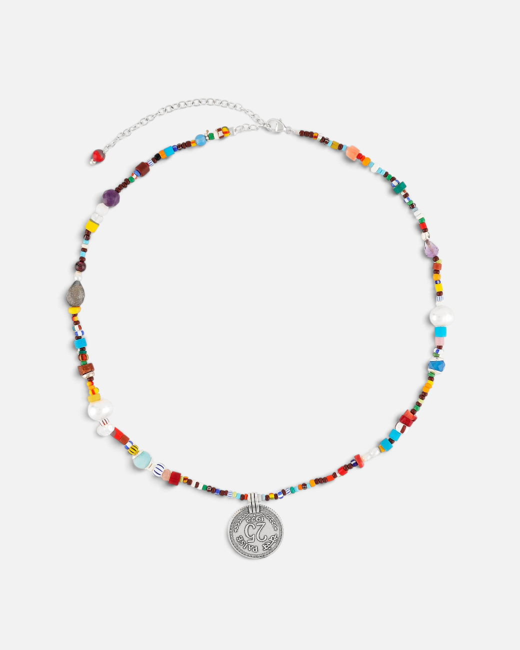Bunte Choker-Kette Afrika Münze Silber – Halskette von Hoffnungsträger