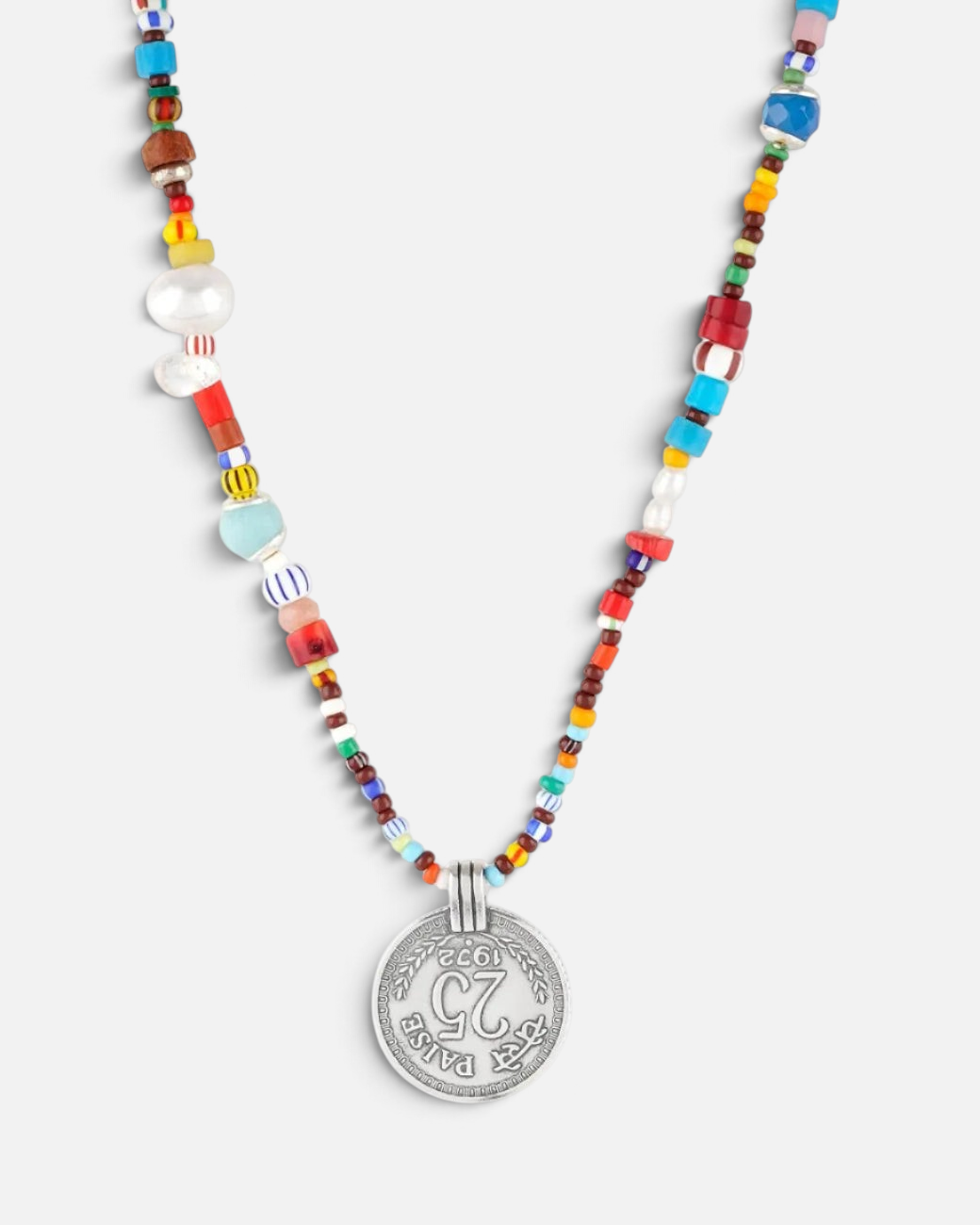 Bunte Choker-Kette Afrika Münze Silber – Styling am Hals – Hoffnungsträger