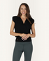 greenyogashop Caela Top in Onyx Schwarz, ärmelloses Oberteil aus Bambus-Mix mit Schulterfalten und breitem Bund