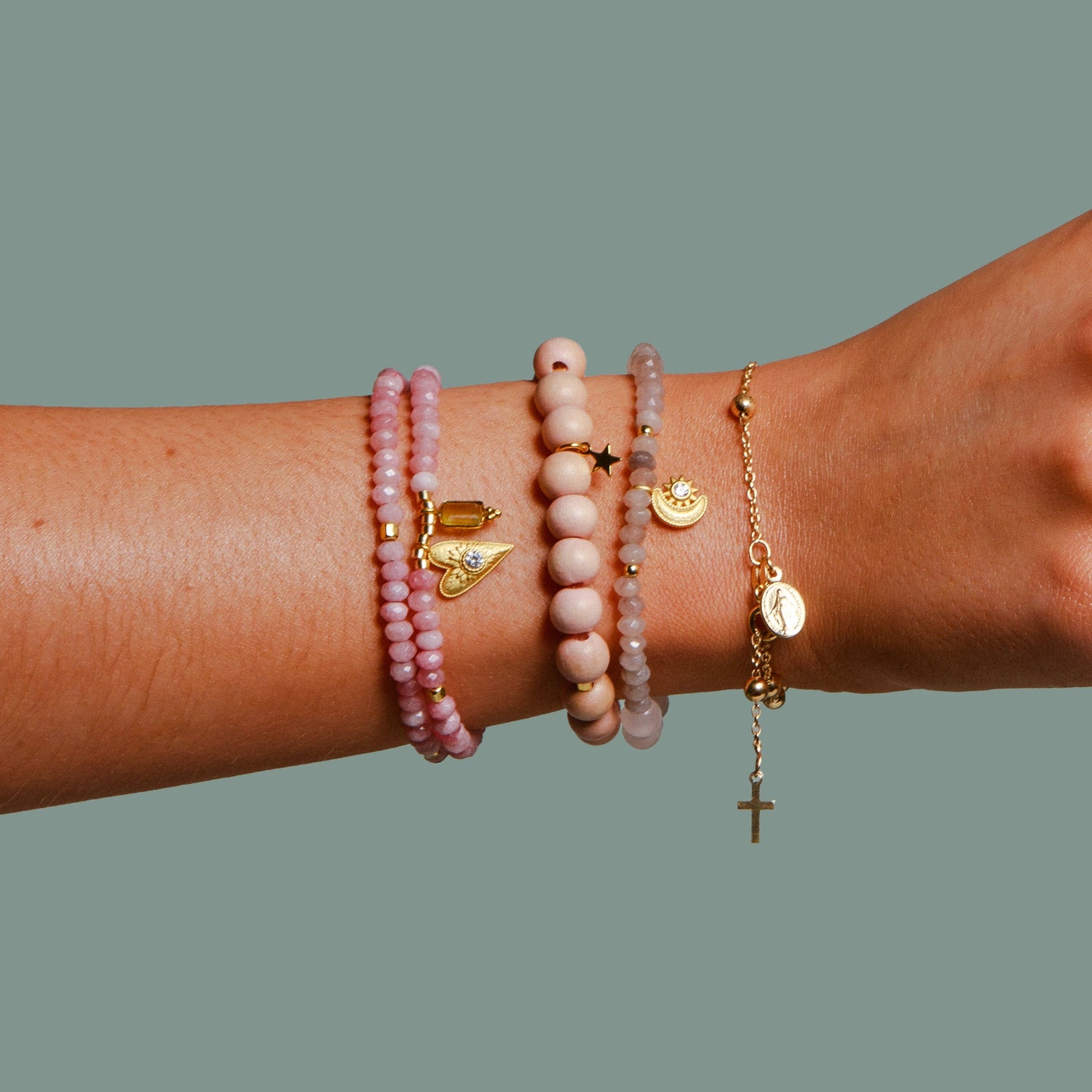 Doppelreihiges Armband Open heart gelber Chalcedon Gold – Styling am Handgelenk – Hoffnungsträger