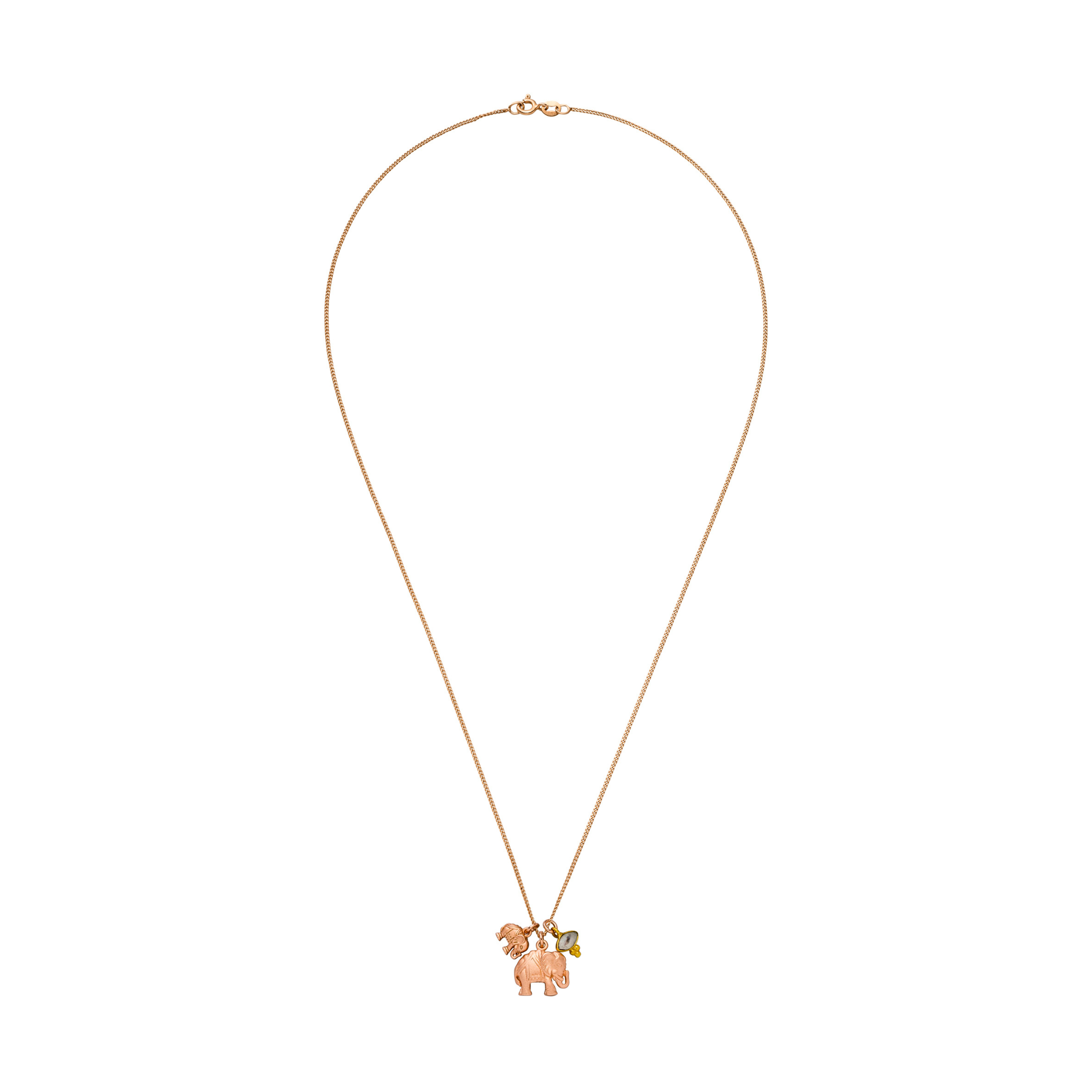 Elefanten Kette Deep Connection Roségold Mondstein – Detail Elefant Amulett – Hoffnungsträger