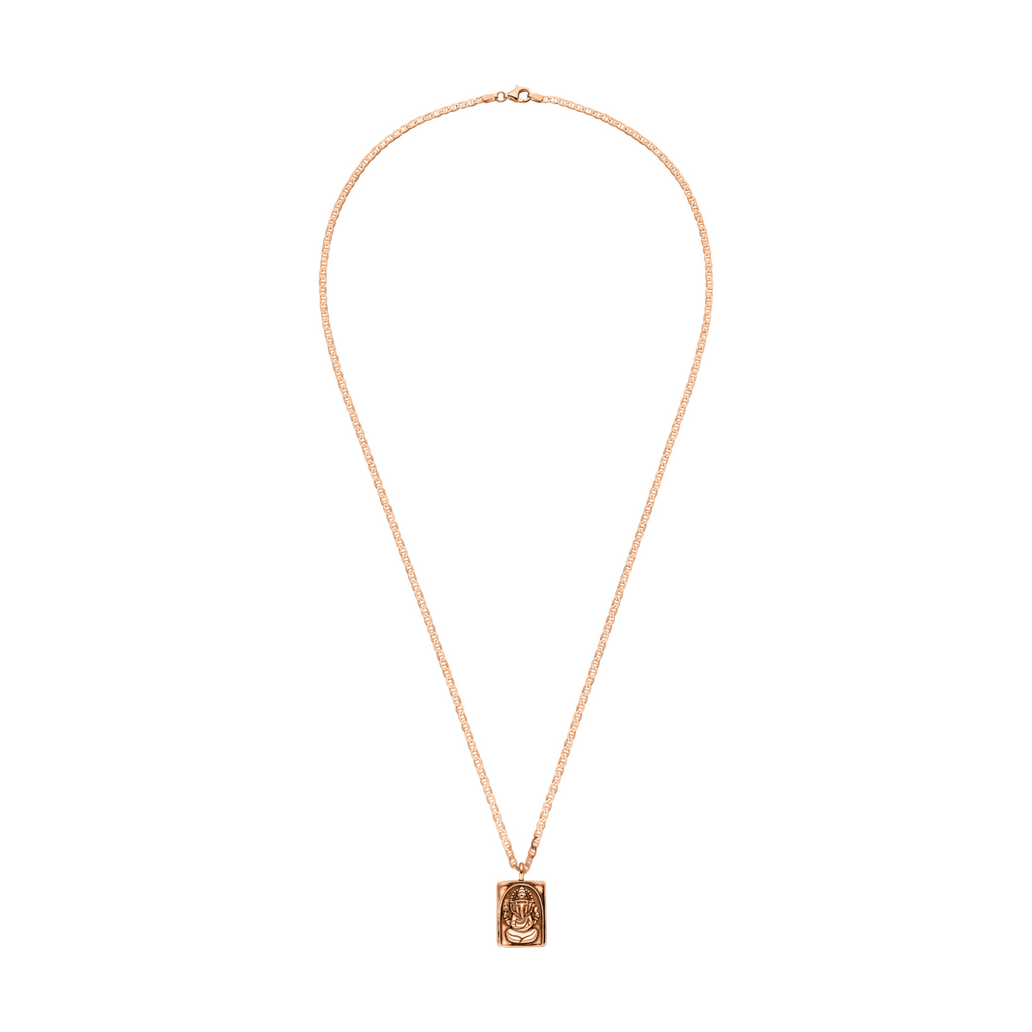 Ganesha Kette Amulett Optimist Roségold – Mantra Rückseite – Hoffnungsträger