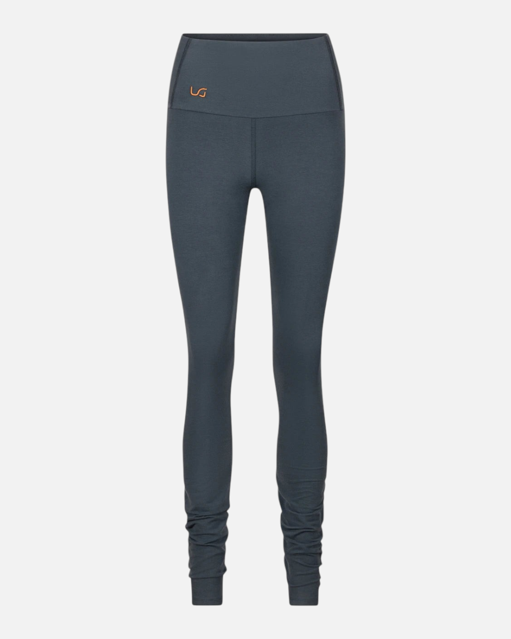 greenyogashop Gaia Leggings in Orion Anthrazit aus Bio-Baumwolle mit hohem Bund und gerafften Beinenden