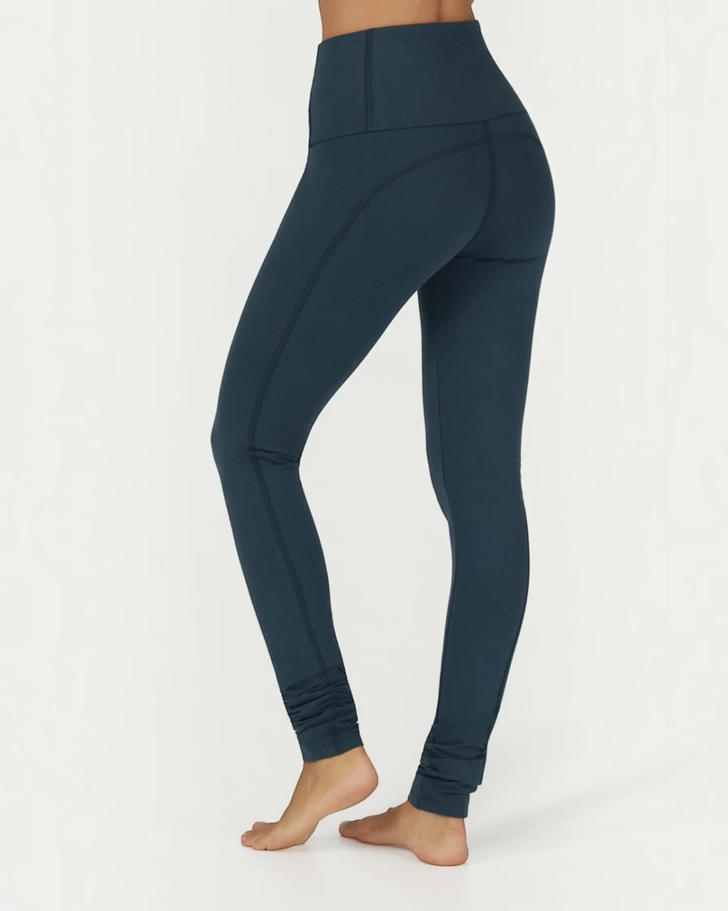 greenyogashop Gaia Leggings in Orion Blau mit hohem Bund und extralangen Beinen aus Bio-Baumwolle