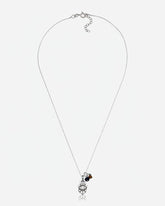 greenyogashop Hamsa Schutzkette aus Sterlingsilber mit Edelsteinanhängern aus Bergkristall, Achat, Granat und Aquamarin