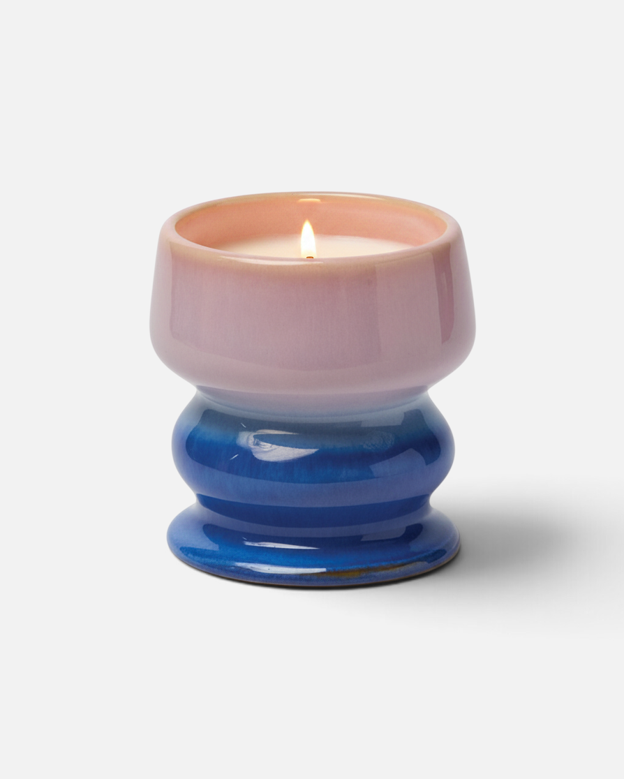 greenyogashop Keramik-Duftkerze Melt Ombre mit Farbverlauf in Rosa und Blau, Sojawachs und Baumwolldocht