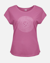 greenyogashop T-Shirt Om in Mauve aus weichem Tencel-Biobaumwoll-Mix mit handgedrucktem Om-Symbol