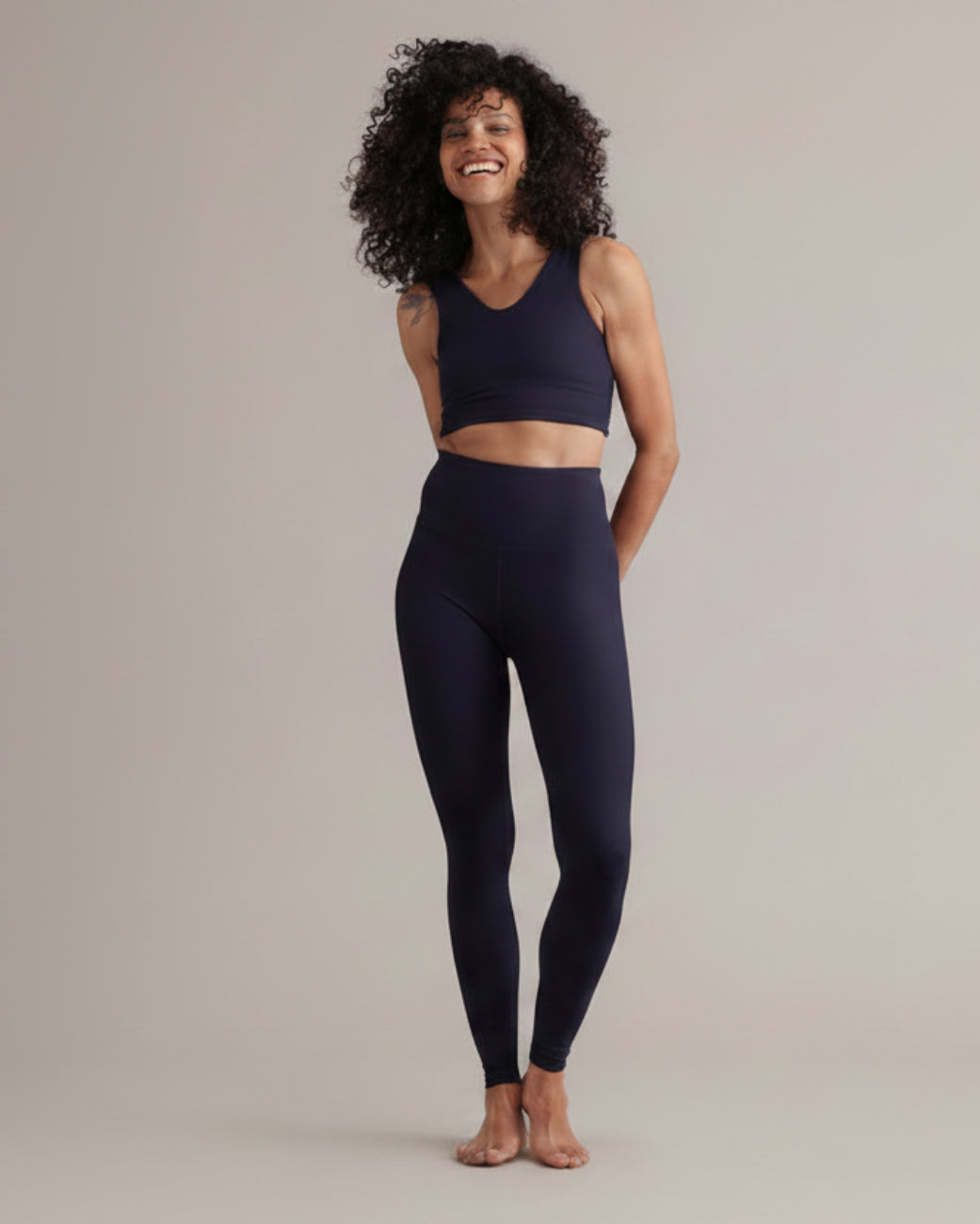 Leggings Ribbed Baritone Blue – Seitenansicht – Hey Honey